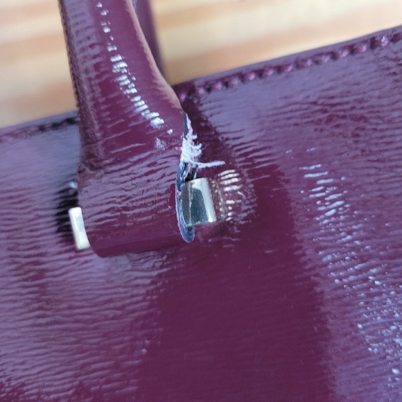 Patent Berry Plum Leather Satchel - Picture 7 of 10